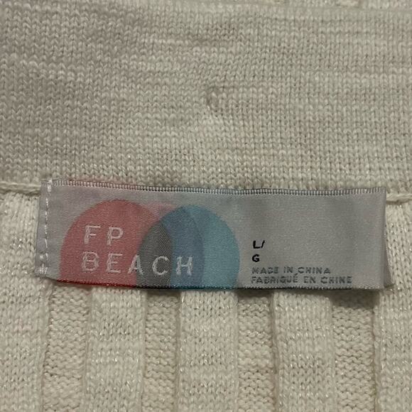 Free People Veda Sweater Knit Linen Blend Midi Skirt In Ivory - Picture 5 of 7